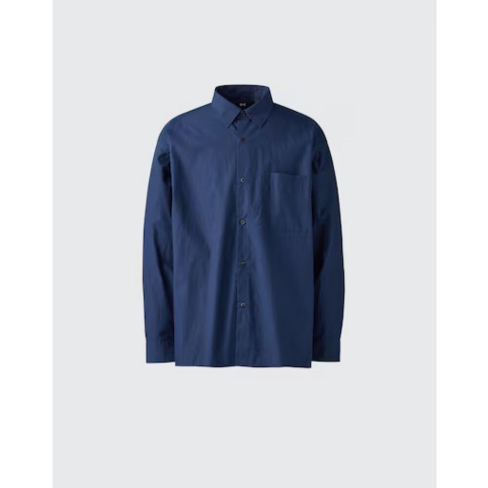 UNIQLO : C Navy Oversized Shirt / Unisex Japanese Minimalist Button-Down.